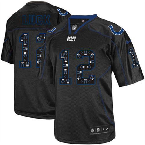 Men's Elite Andrew Luck Nike Jersey New Lights Out Black - #12 NFL Indianapolis Colts